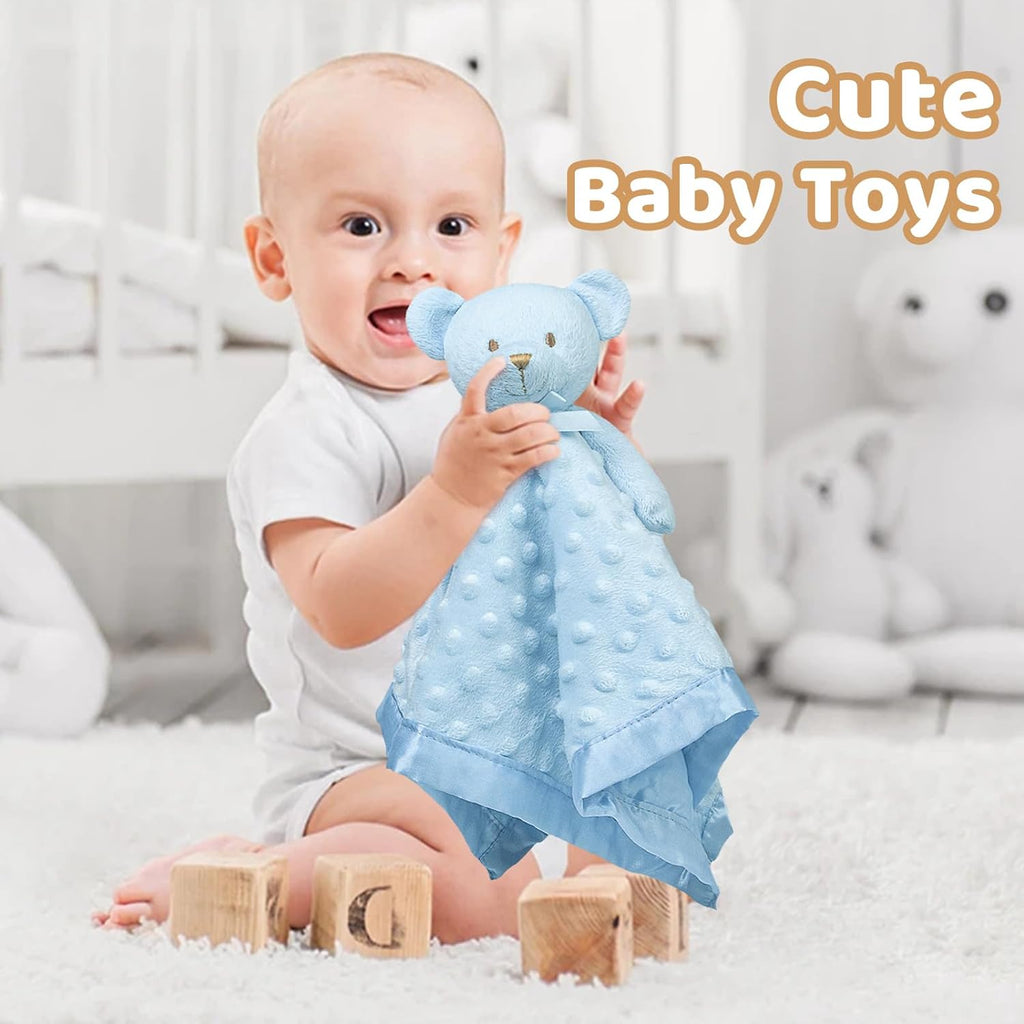 Teddy Bear Lovey Baby Security Blanket for Boys and Girls Unisex Soft Lovie Baby Gifts for Newborn Toddler Snuggle Toy Stuffed Animal Blue 16 Inch