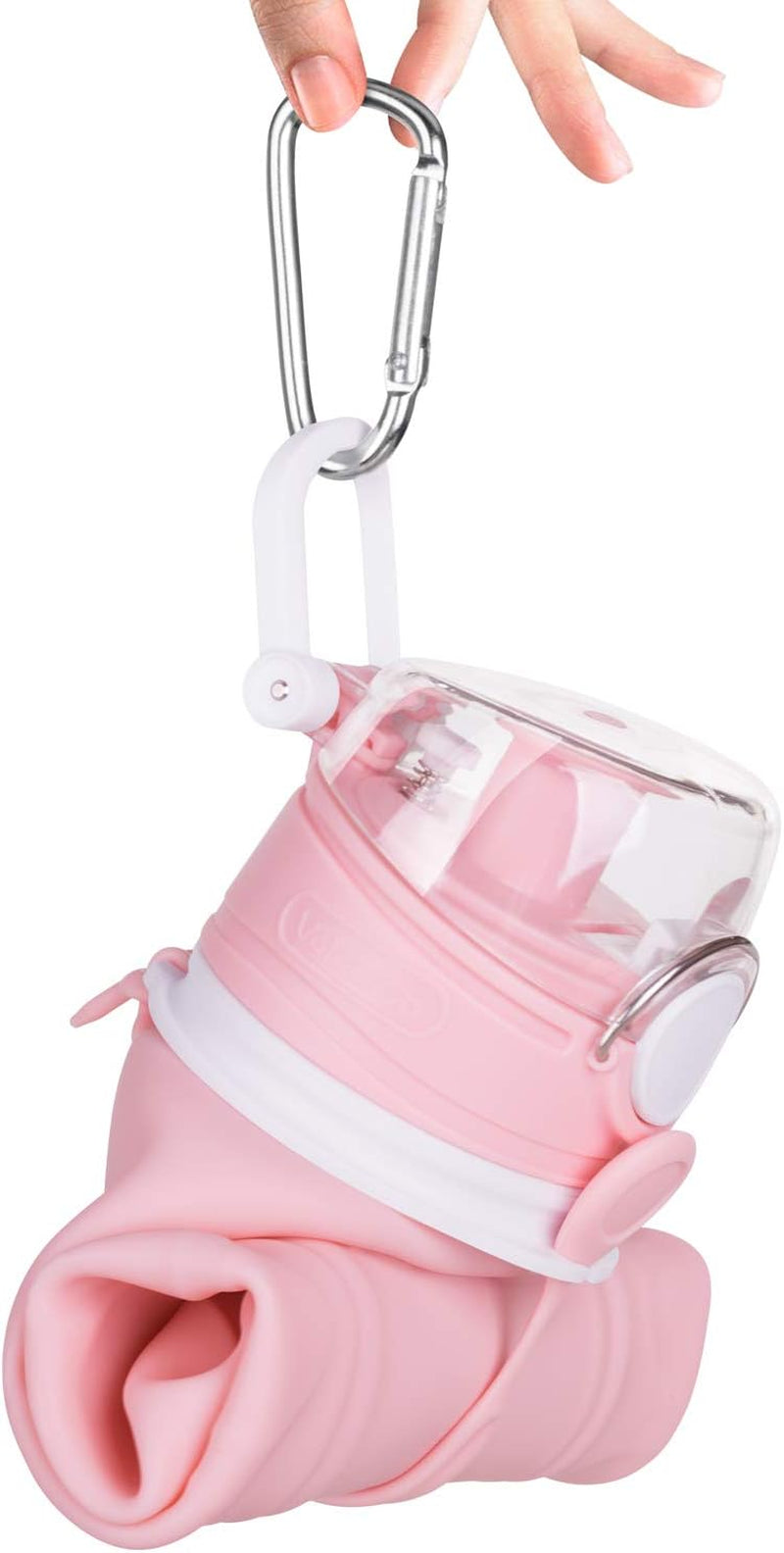 1L Collapsible Water Bottle BPA Free Portable Large Travel Mug Reusable Sports Bottle (35 Oz Pink)